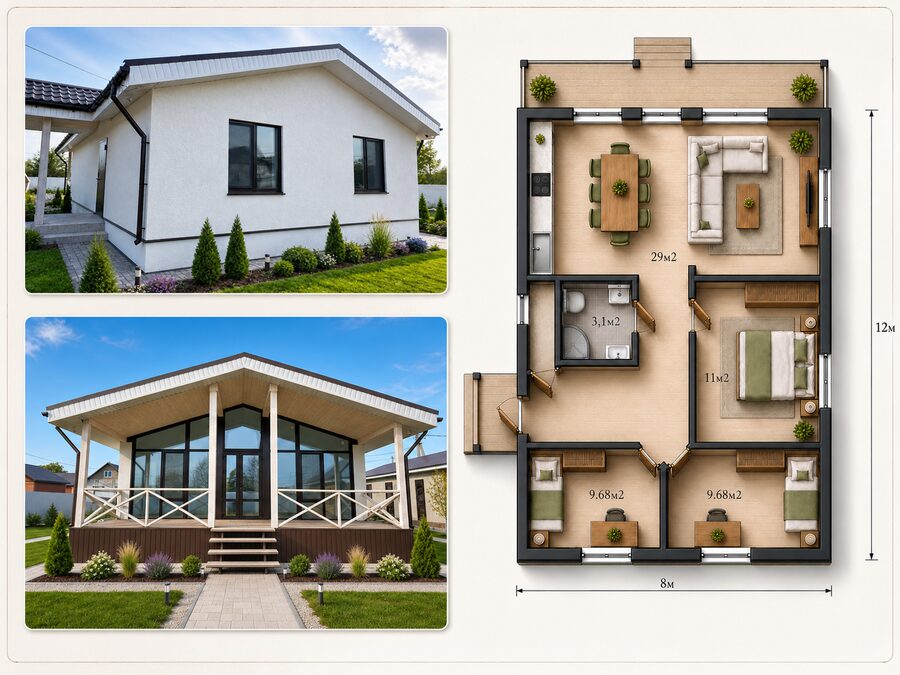 Дом из газоблока 80 м² под ключ в Уфе