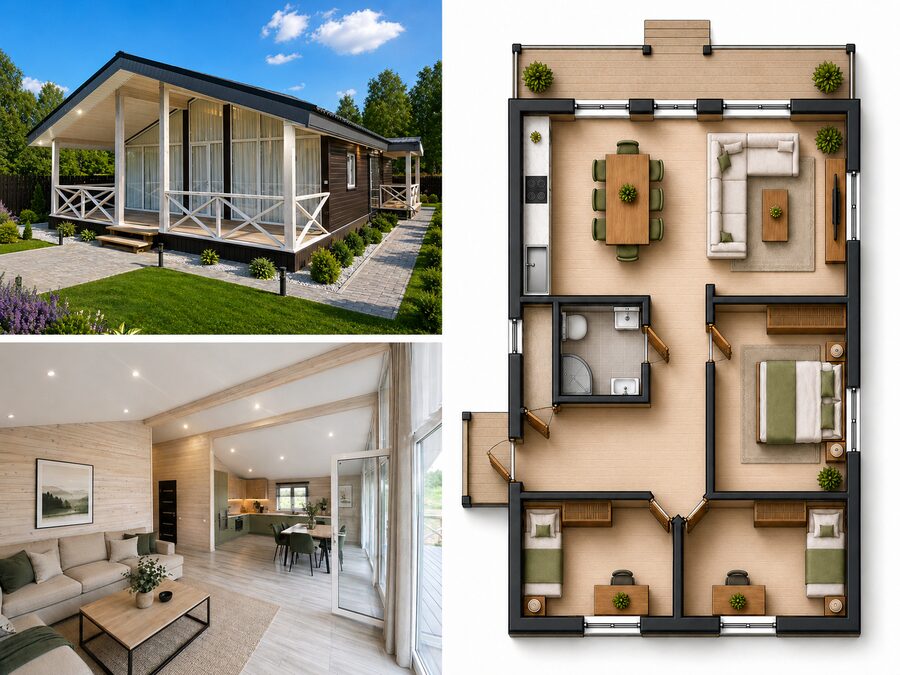 Каркасный дом 80 м² под ключ в Уфе